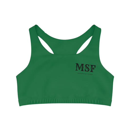 Dark Green Seamless Sports Bra